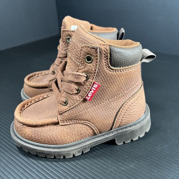 Levi's Toddler Sz 7 Synthetic Leather Casual Lace Up Moc Toe Boot - Picture 1 of 8